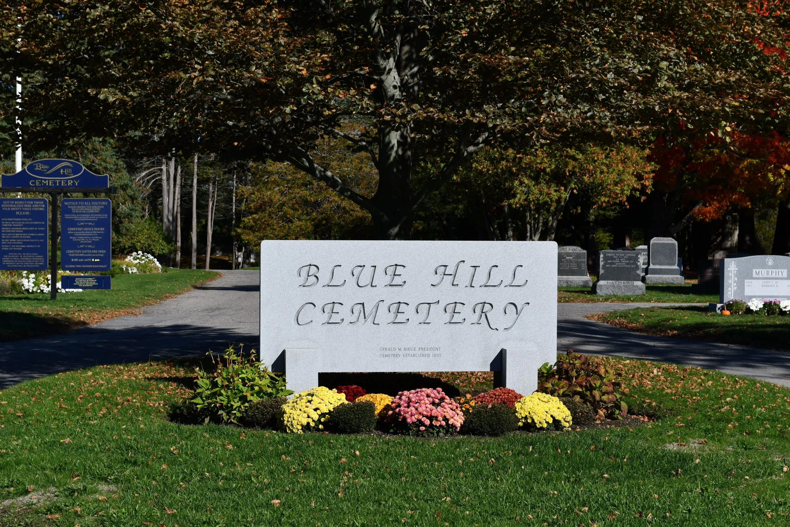 Blue Hill Cemetery Granite Sign