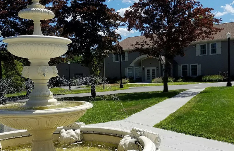 Office and fountain